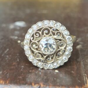 SOLD. Special French Old cut diamond Target ring