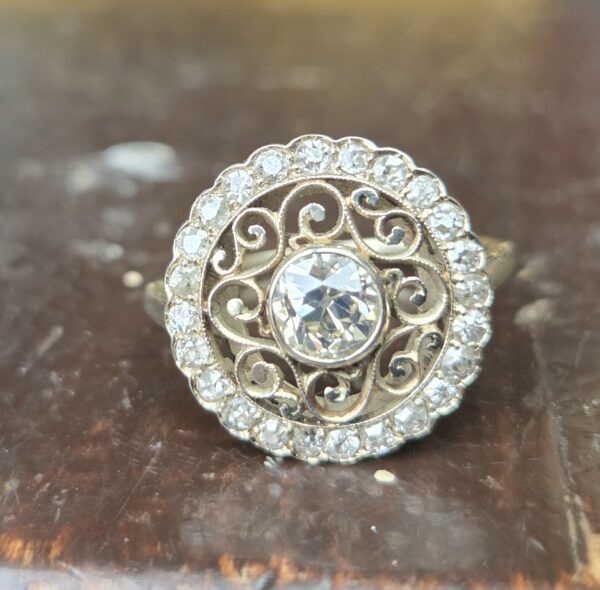 SOLD. Special French Old cut diamond Target ring