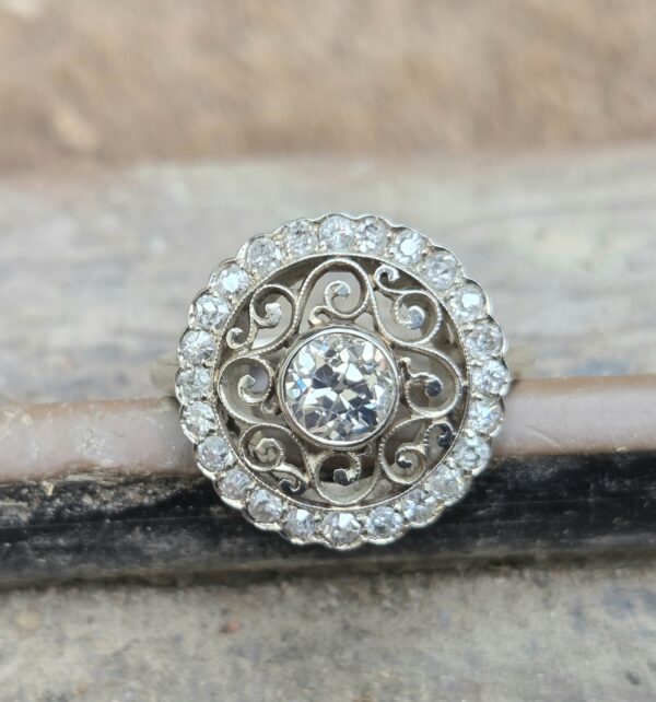 SOLD. Special French Old cut diamond Target ring - Image 5
