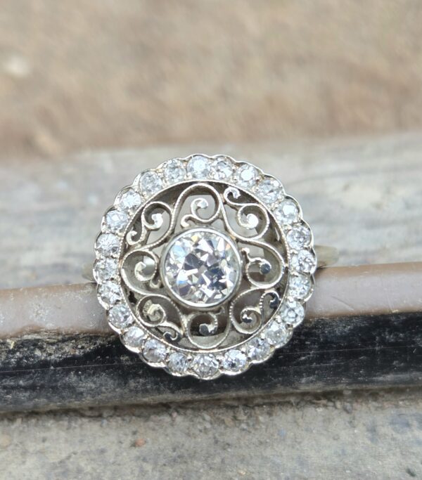 SOLD. Special French Old cut diamond Target ring - Image 6