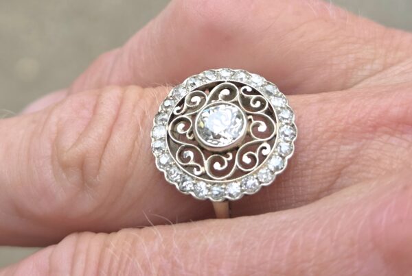 SOLD. Special French Old cut diamond Target ring - Image 7