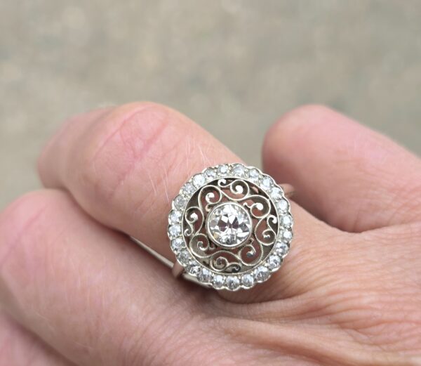 SOLD. Special French Old cut diamond Target ring - Image 9