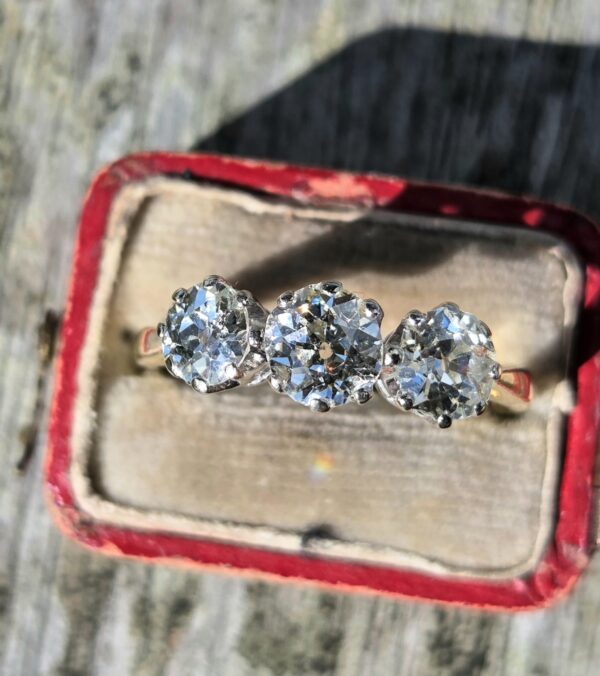 RESERVED. Lovely Old Cut Diamond Trilogy ring