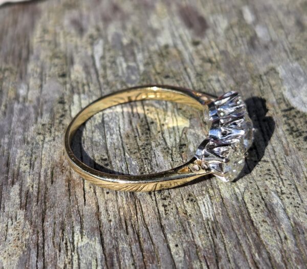 RESERVED. Lovely Old Cut Diamond Trilogy ring - Image 7