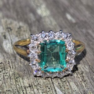 Certified Antique Emerald & Diamond ring
