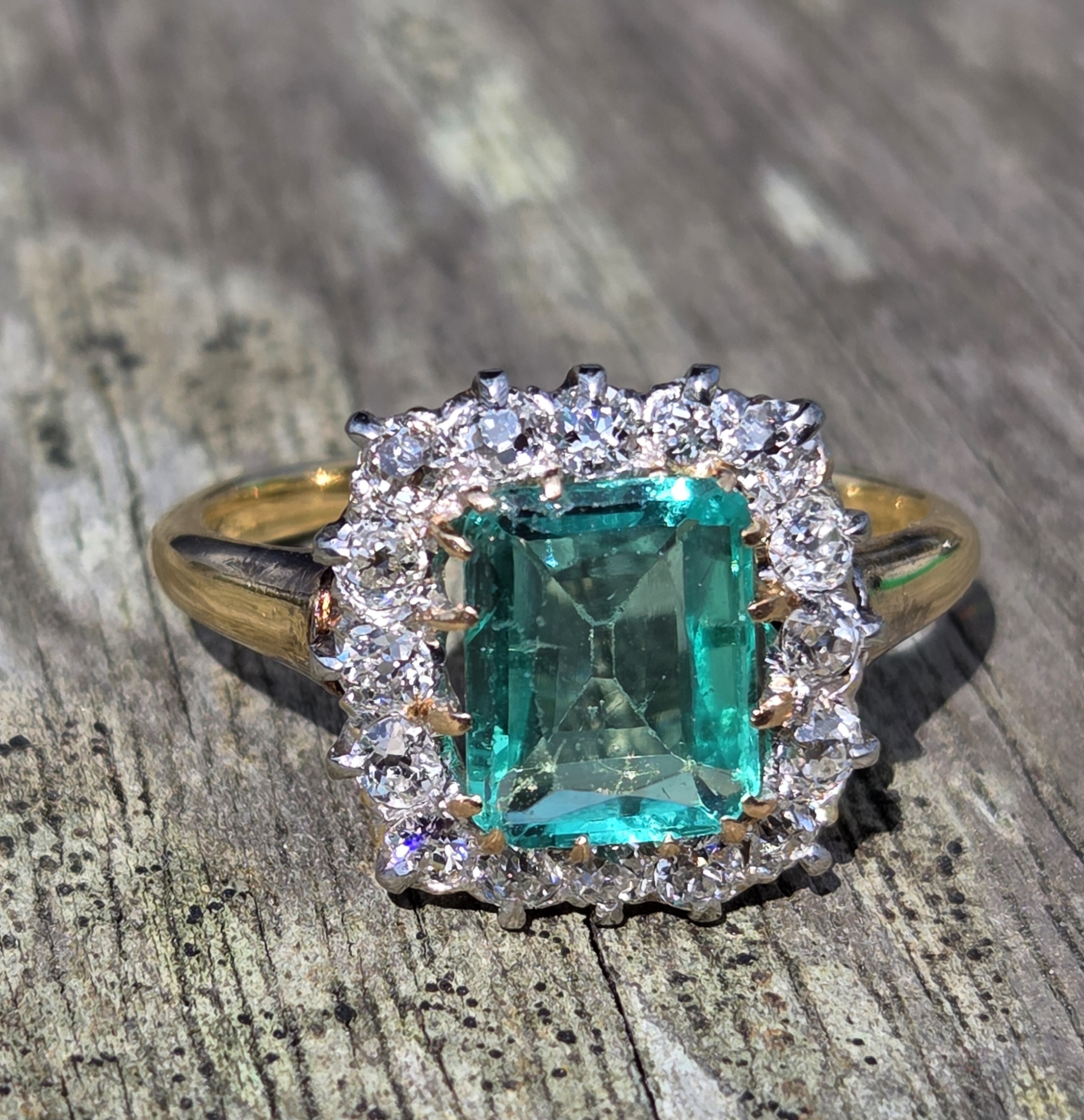 Certified Antique Emerald & Diamond ring