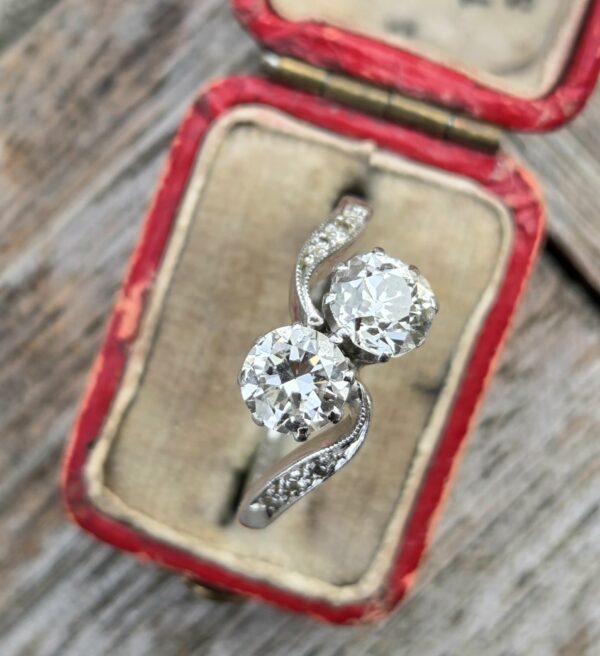 SOLD. Top Quality Old Cut Diamond 2 stone Toi et Moi! - Image 9