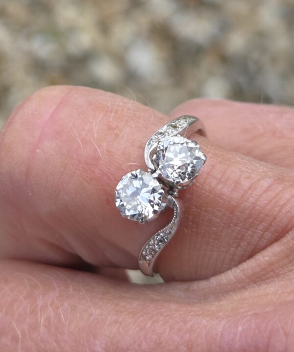 SOLD. Top Quality Old Cut Diamond 2 stone Toi et Moi! - Image 13