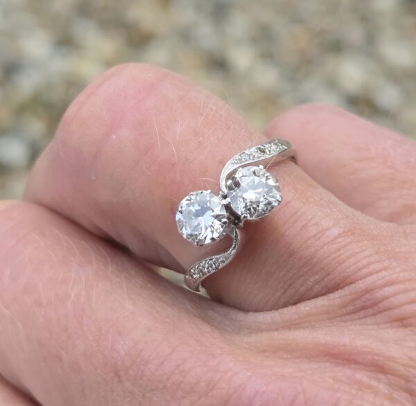 SOLD. Top Quality Old Cut Diamond 2 stone Toi et Moi! - Image 14
