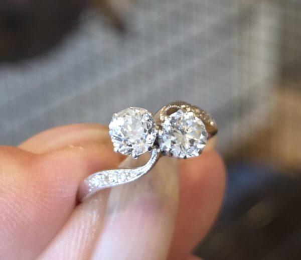 SOLD. Top Quality Old Cut Diamond 2 stone Toi et Moi! - Image 15