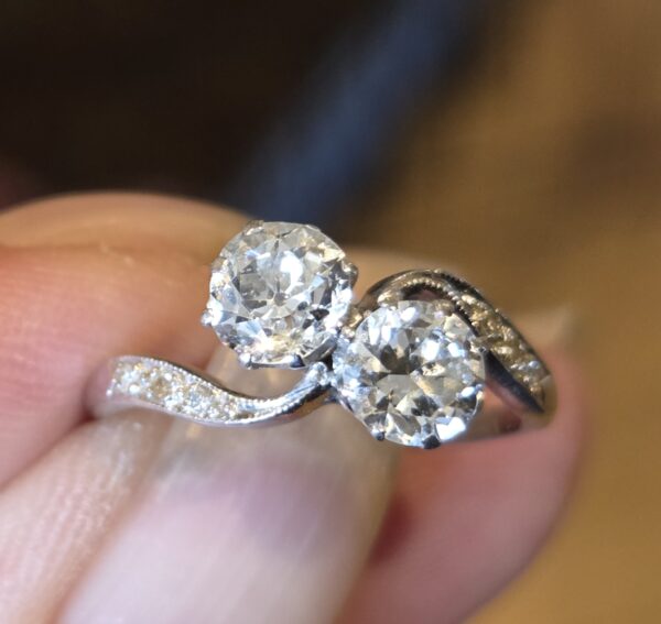 SOLD. Top Quality Old Cut Diamond 2 stone Toi et Moi! - Image 16