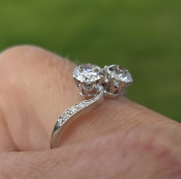 SOLD. Top Quality Old Cut Diamond 2 stone Toi et Moi! - Image 8