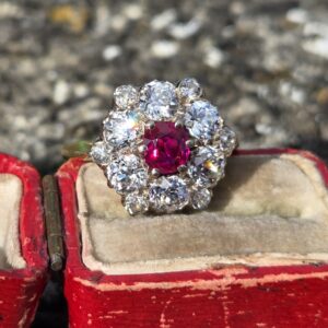 Incredible Burma Ruby & Old Cut Diamond ring
