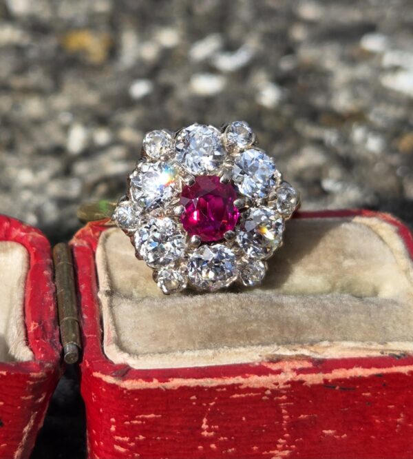Incredible Burma Ruby & Old Cut Diamond ring