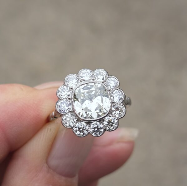Huge Old Cut Diamond Cluster ring - Image 10