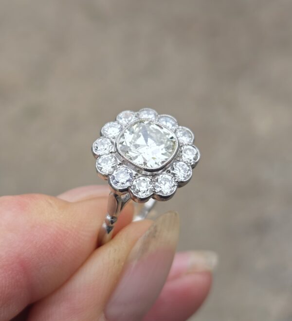 Huge Old Cut Diamond Cluster ring - Image 11
