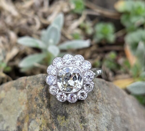 Huge Old Cut Diamond Cluster ring - Image 13