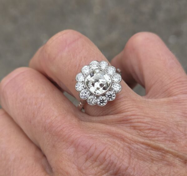 Huge Old Cut Diamond Cluster ring - Image 15
