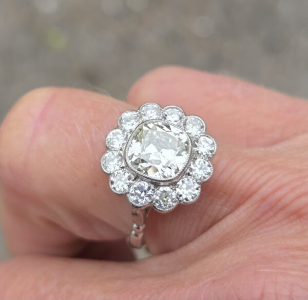 Huge Old Cut Diamond Cluster ring - Image 16