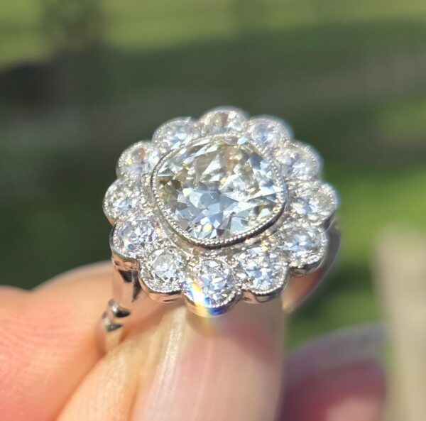 Huge Old Cut Diamond Cluster ring - Image 7