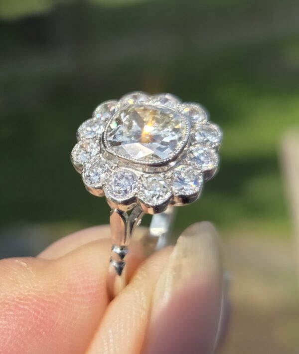 Huge Old Cut Diamond Cluster ring - Image 6