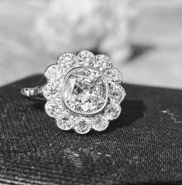Huge Old Cut Diamond Cluster ring - Image 2