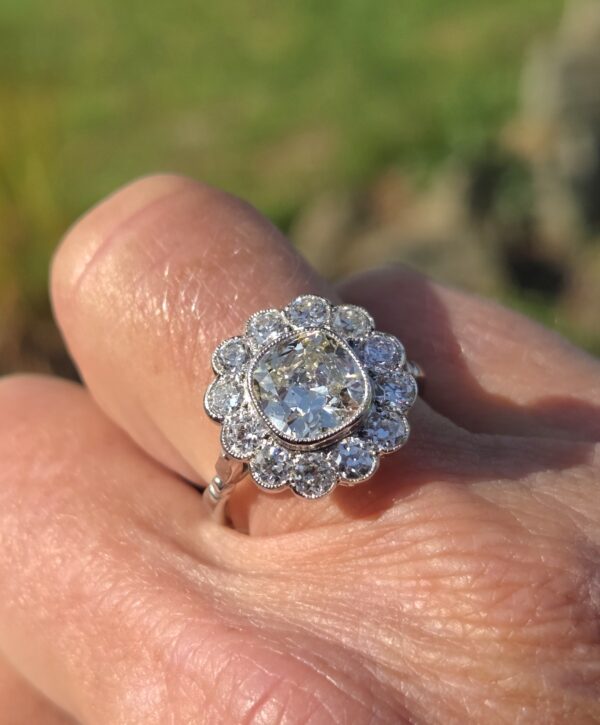 Huge Old Cut Diamond Cluster ring - Image 5