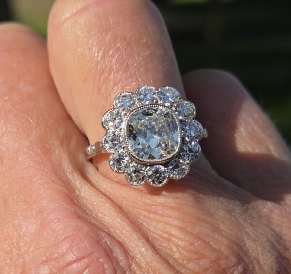 Huge Old Cut Diamond Cluster ring - Image 4
