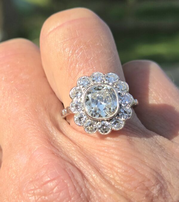 Huge Old Cut Diamond Cluster ring - Image 3