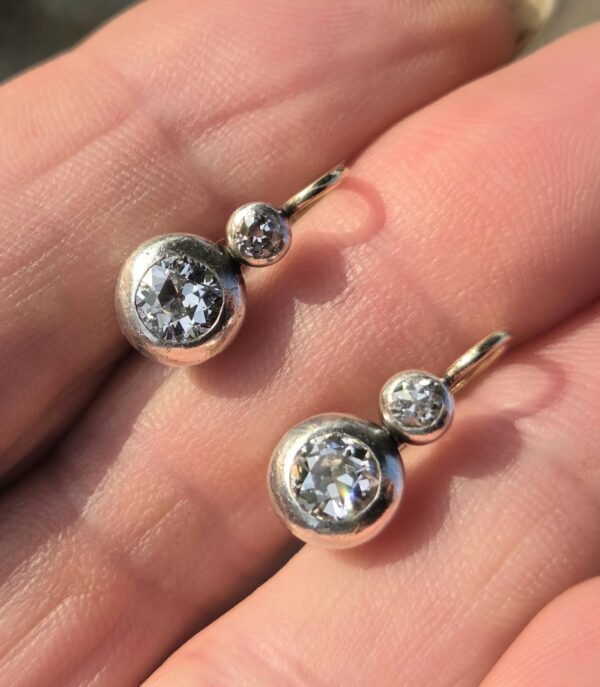 Wonderful Old Cut Diamond earrings - Image 7