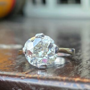 Super white 3ct Old cut Diamond Solitaire ring.