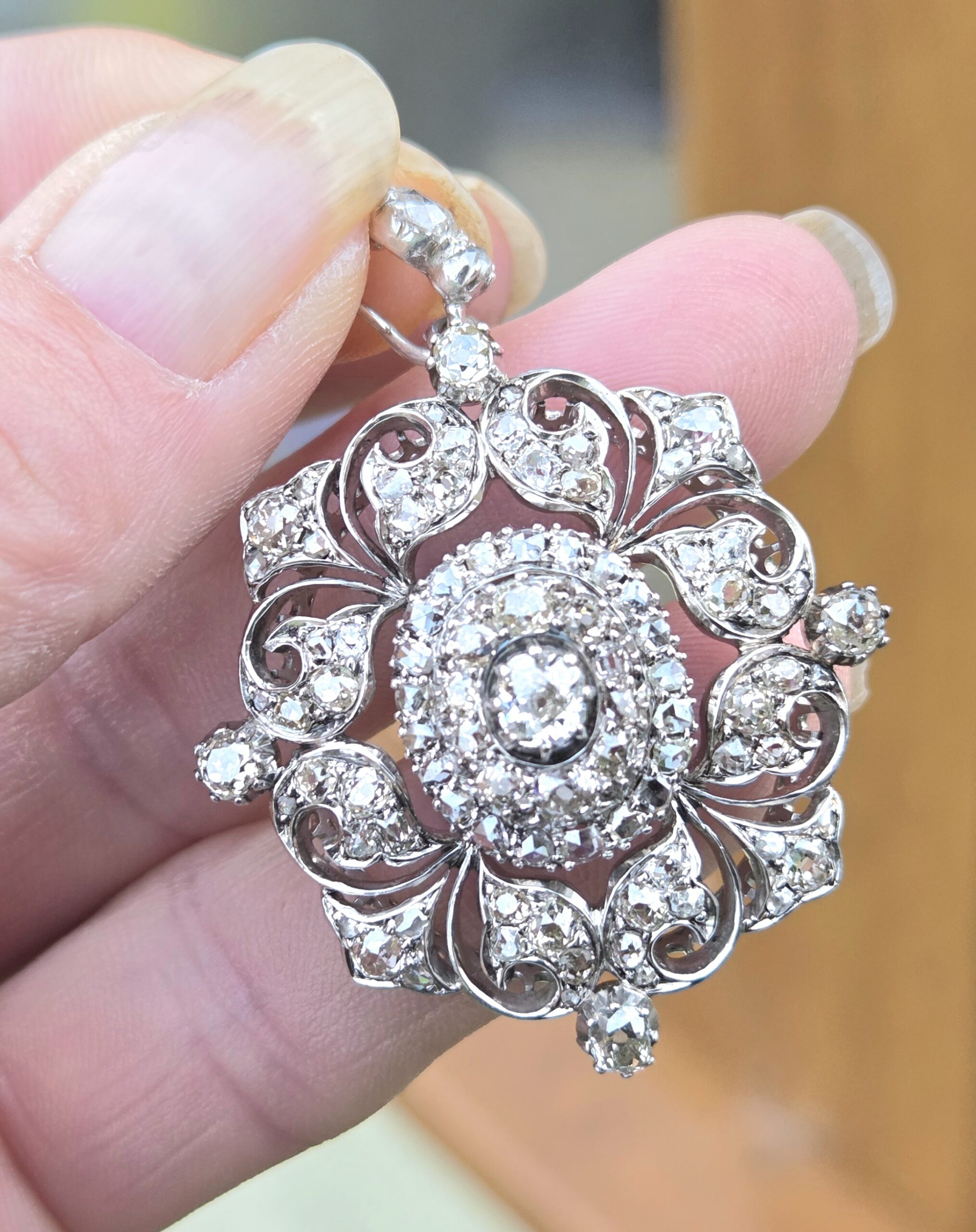 Victorian era, exceptional Old Cut Diamond Pendant. - Image 9