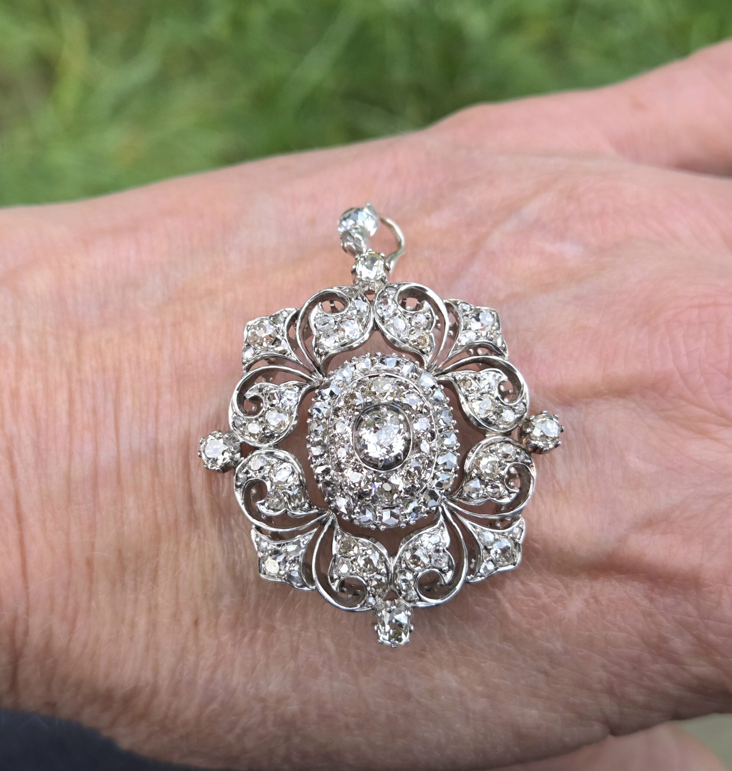 Victorian era, exceptional Old Cut Diamond Pendant. - Image 2