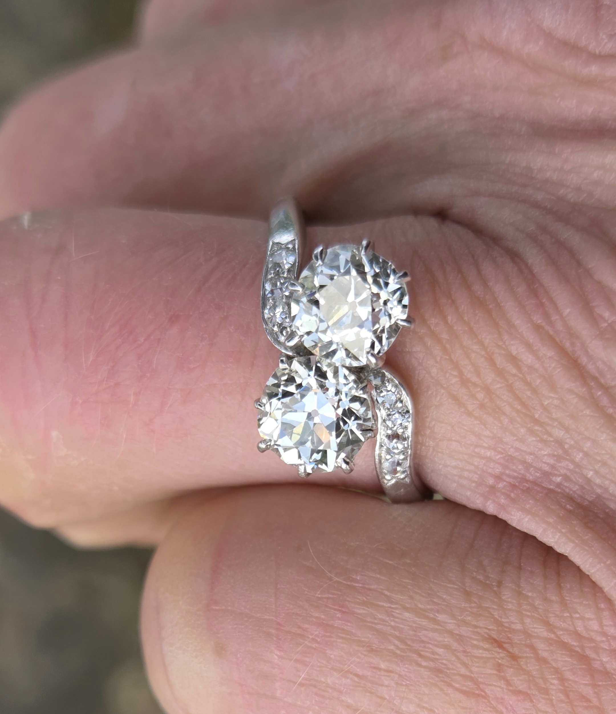 SOLD. An Exceptional Toi et Moi, 2 stone Diamond ring. - Image 14