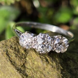 Gorgeous Old Cut Diamond Trilogy ring
