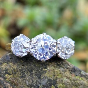 Simply incredible quality! 3ct Old Cut Diamond Trilogy ring.