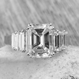 3ct Vintage Emerald Cut Diamond Solitaire.