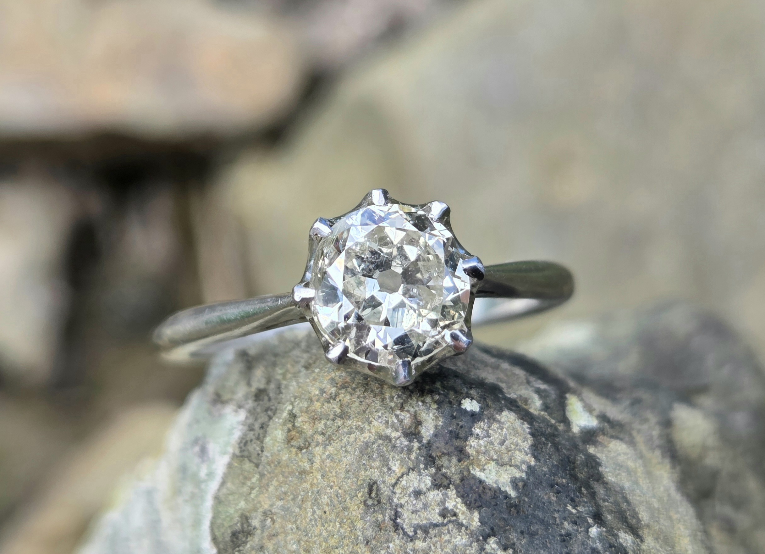 Lovely Old Mine cut Solitaire ring.