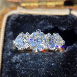 An Exceptional Old cut Diamond Trilogy ring