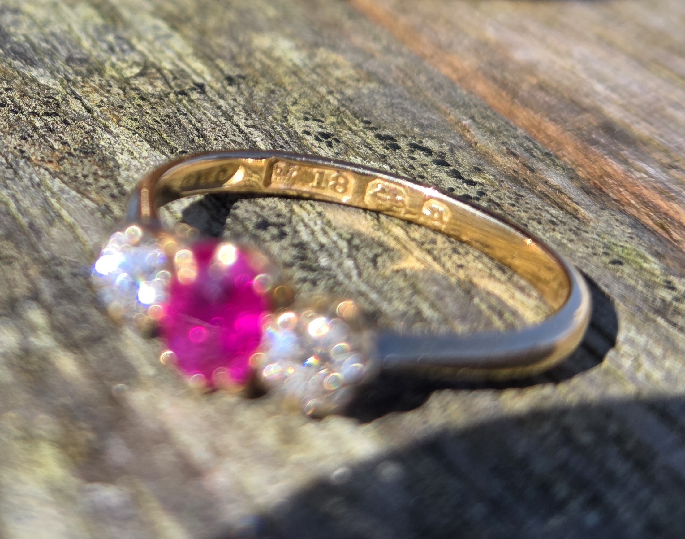 Quality!! Burma Ruby and Old Cut Diamond Trilogy ring. - Image 8