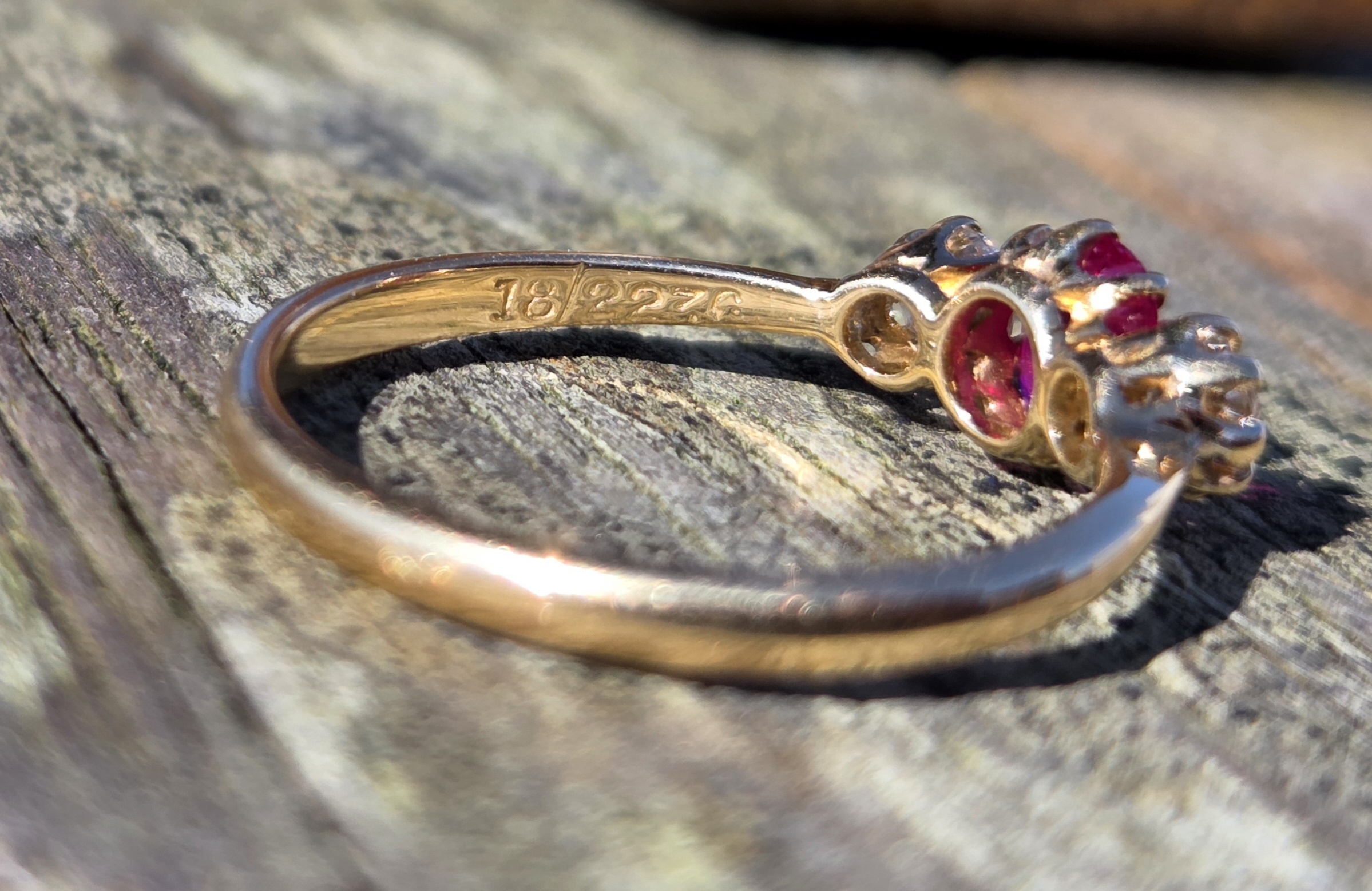 Quality!! Burma Ruby and Old Cut Diamond Trilogy ring. - Image 3
