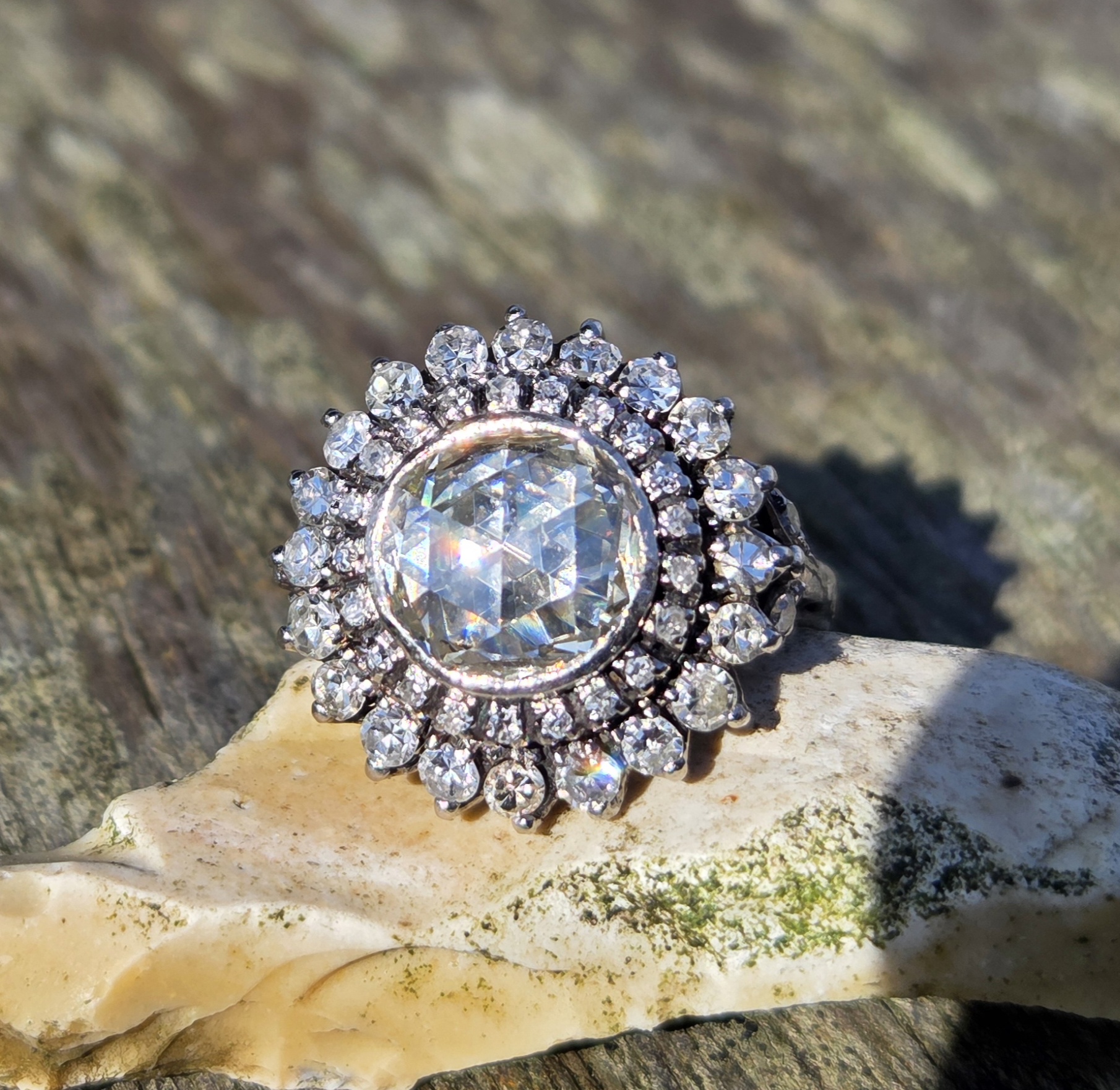 Just look at the Rose cut Diamond Cocktail cluster ring - Image 12