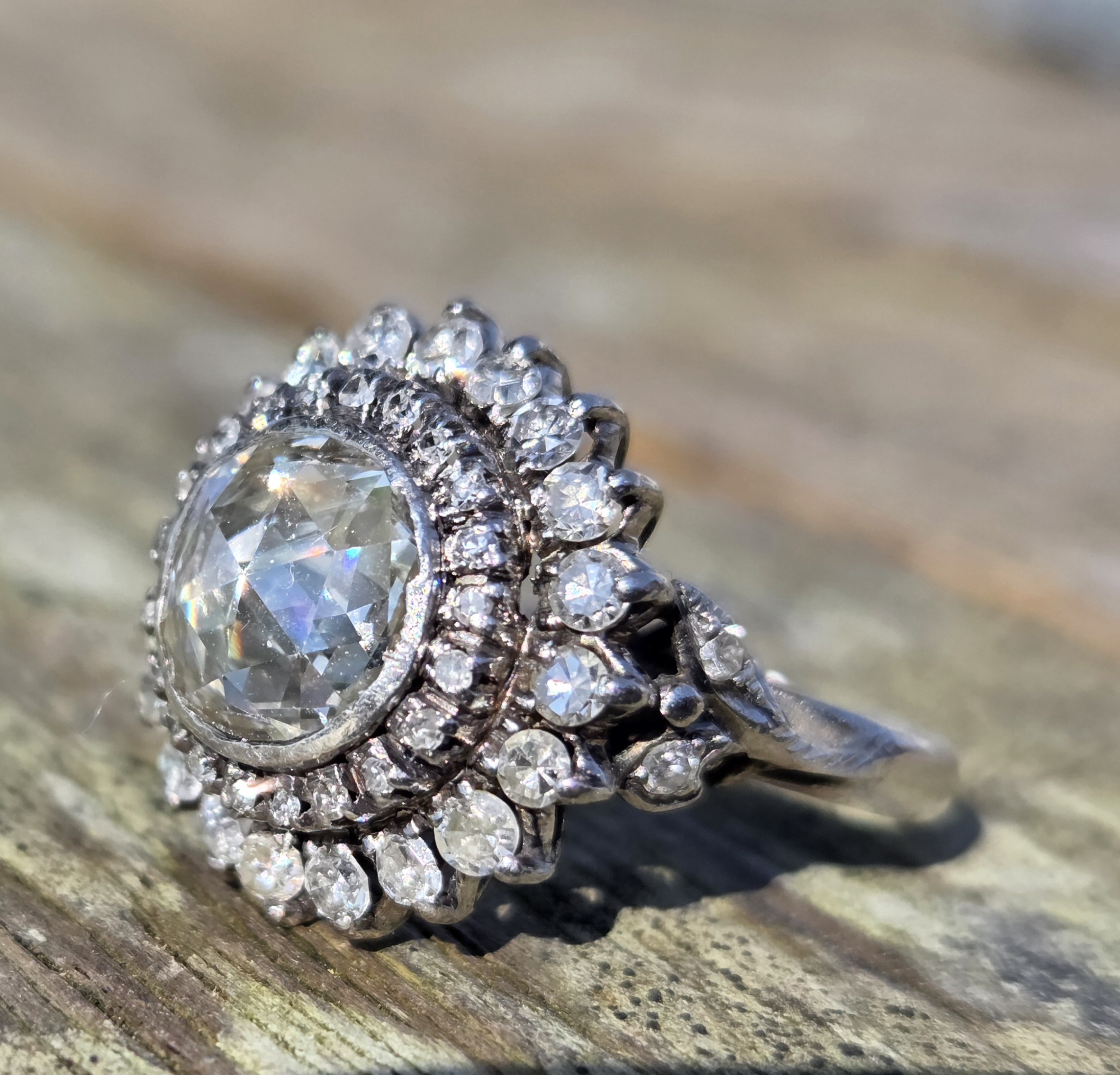 Just look at the Rose cut Diamond Cocktail cluster ring - Image 3