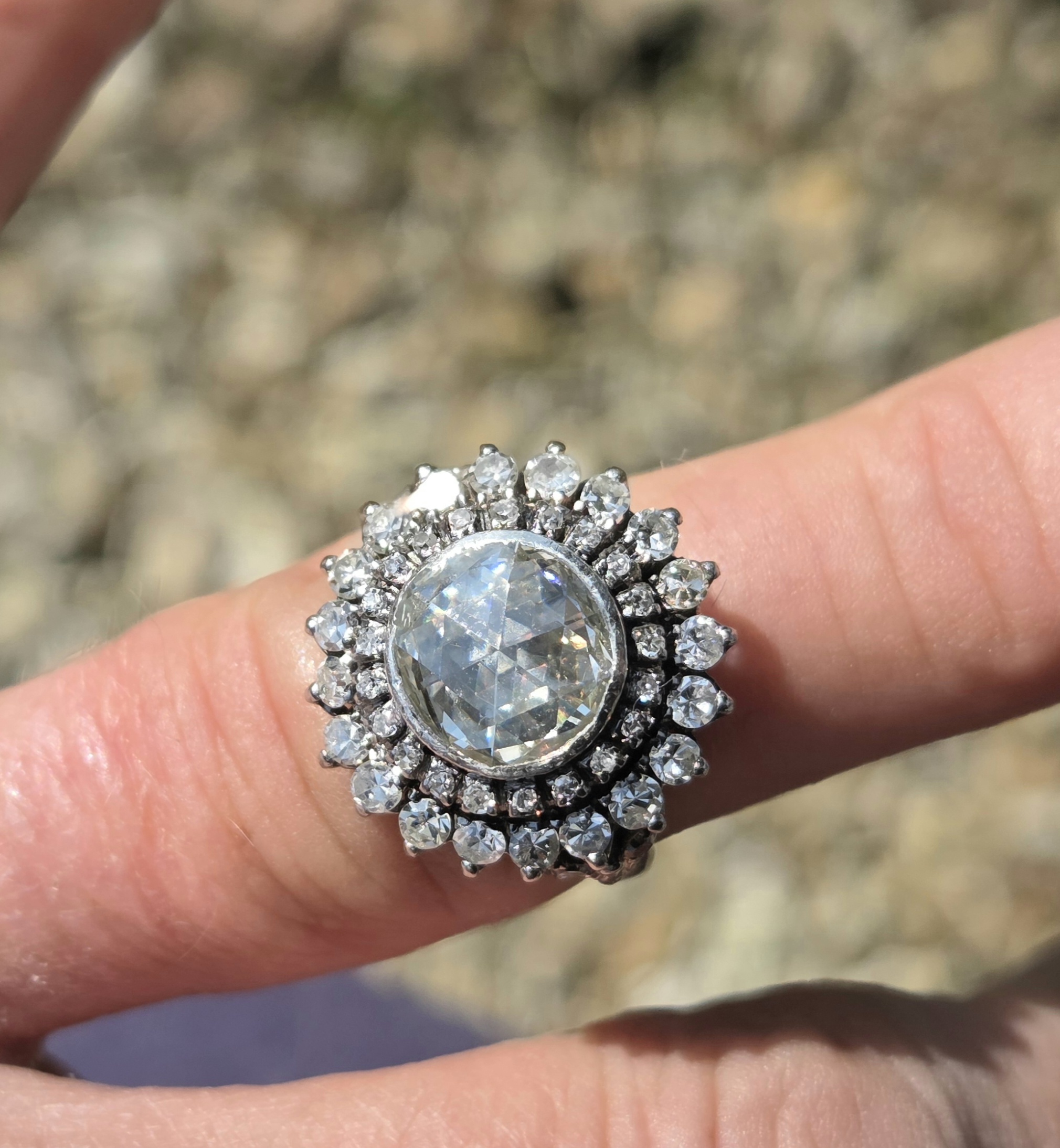 Just look at the Rose cut Diamond Cocktail cluster ring - Image 11