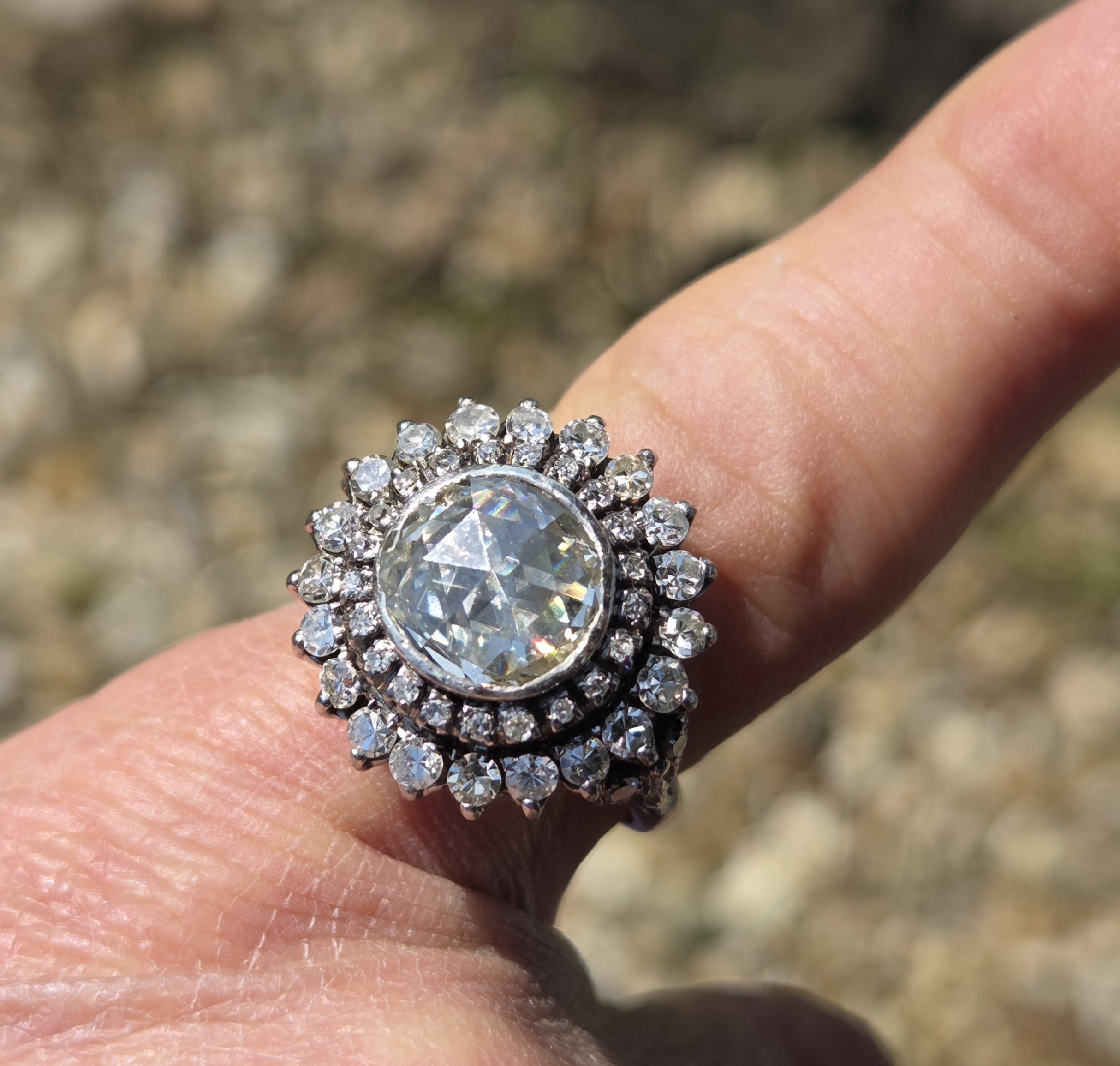 Just look at the Rose cut Diamond Cocktail cluster ring - Image 8