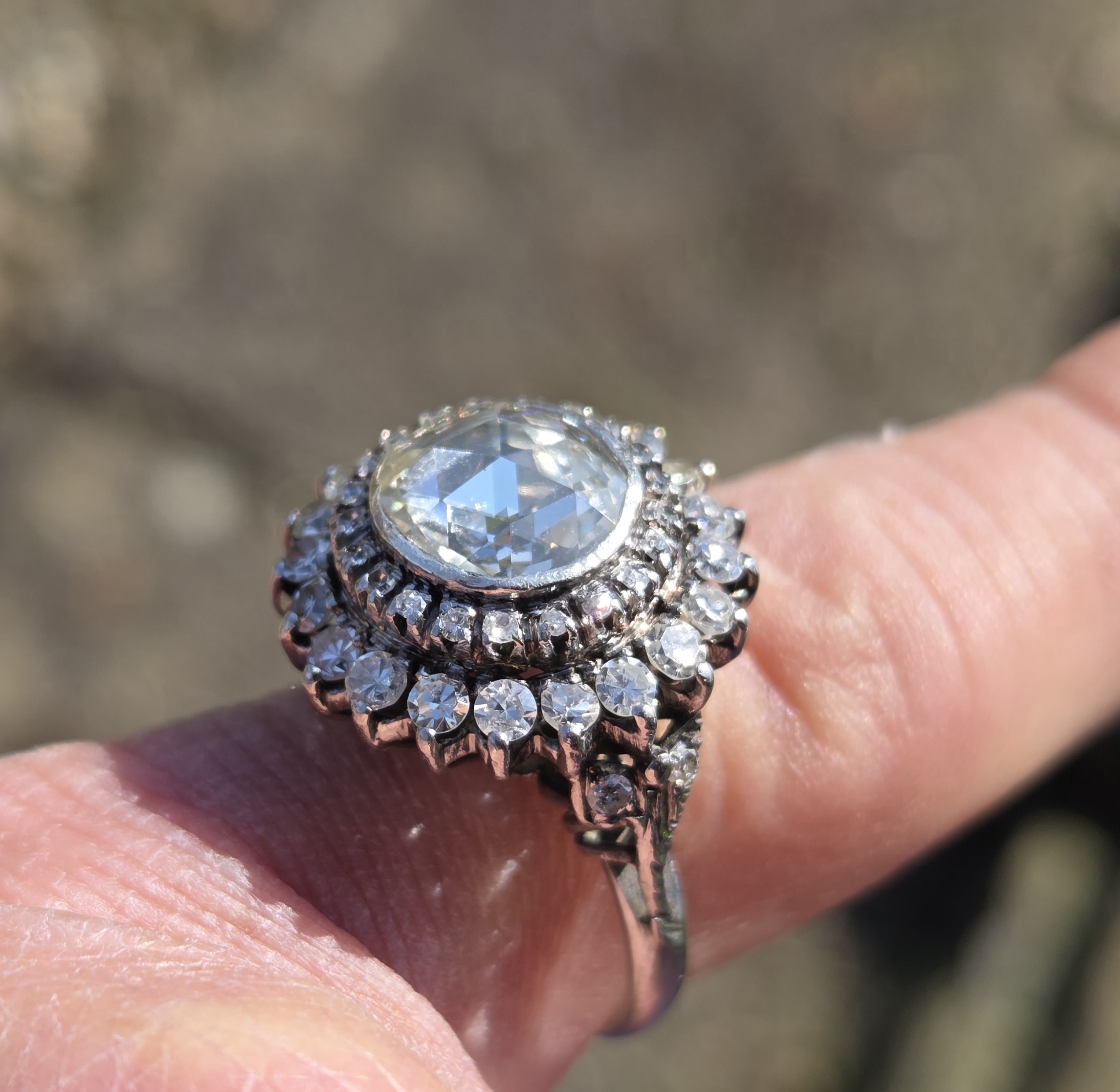 Just look at the Rose cut Diamond Cocktail cluster ring - Image 6