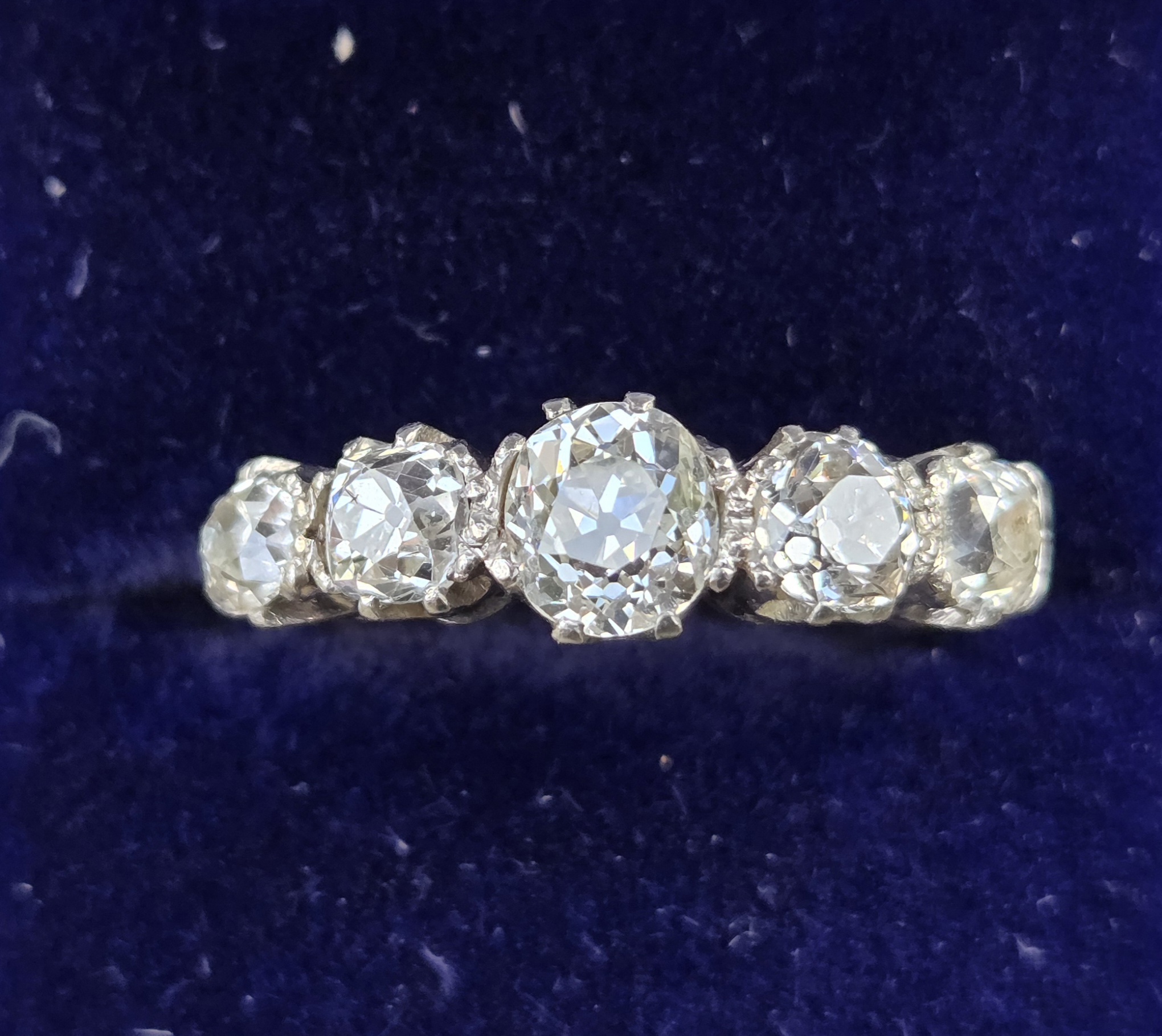 Huge Old Mine Cut Diamond 5 stone ring - Image 7