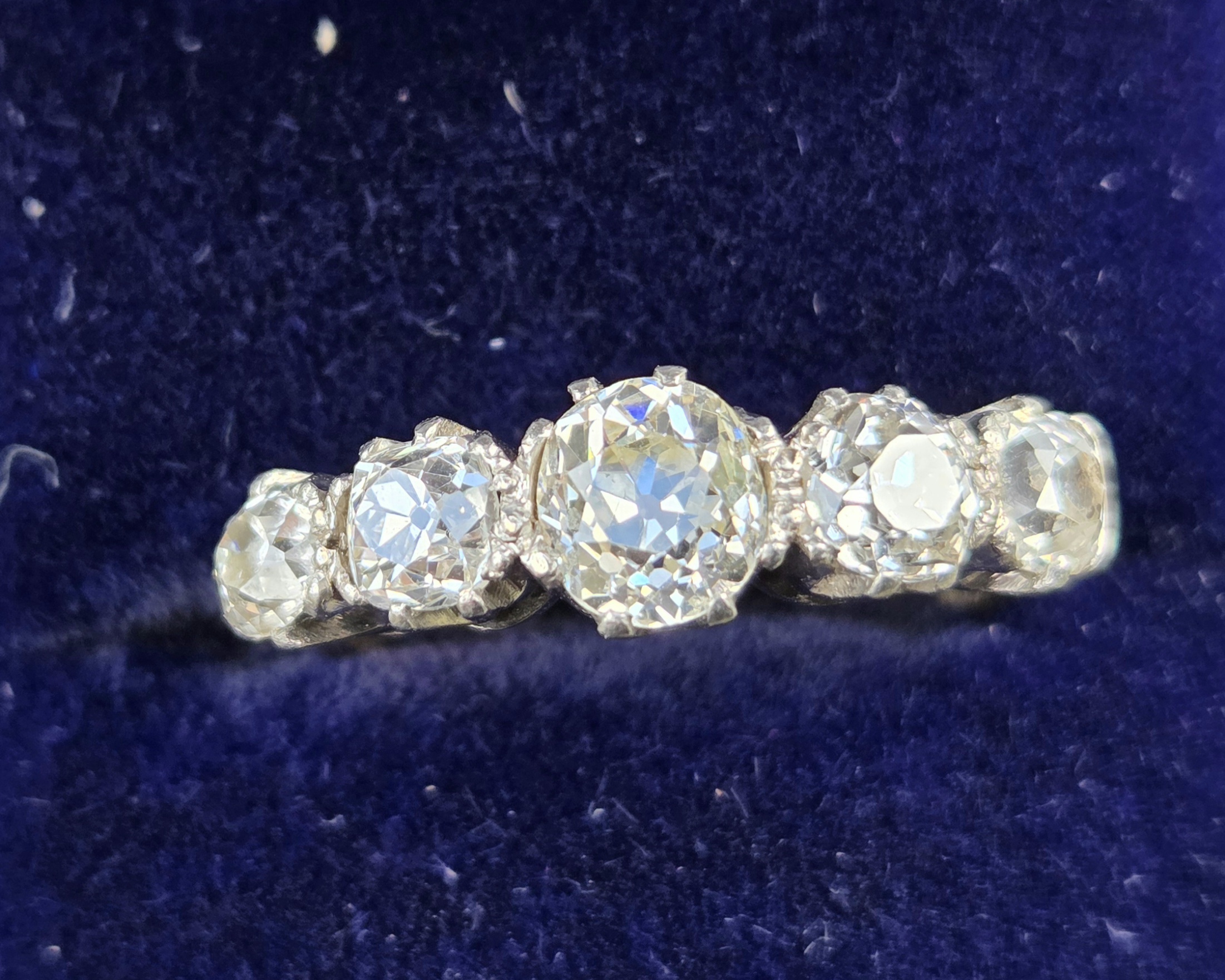 Huge Old Mine Cut Diamond 5 stone ring - Image 5