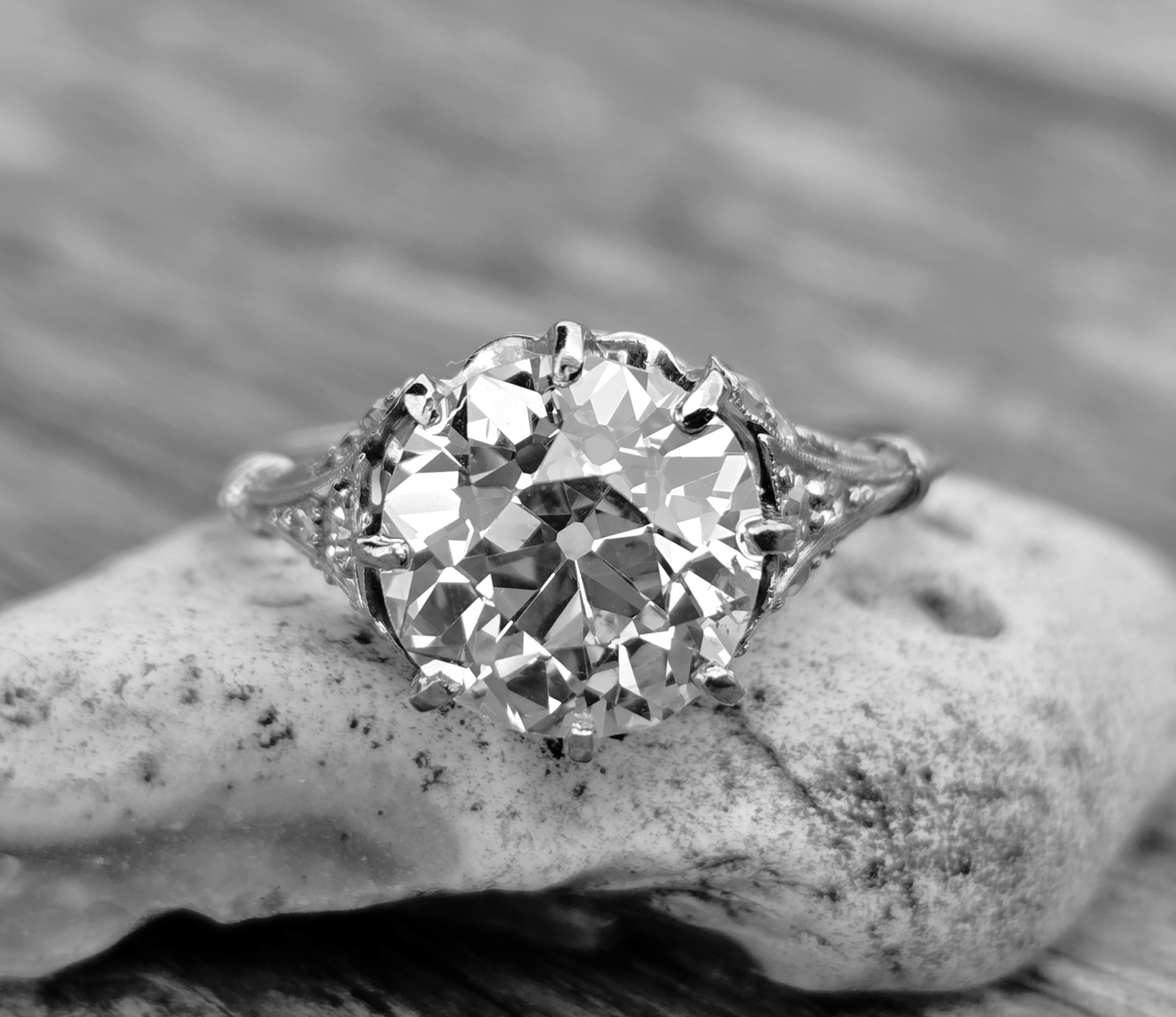 Original 1920s 3ct Old Cut Diamond Solitaire