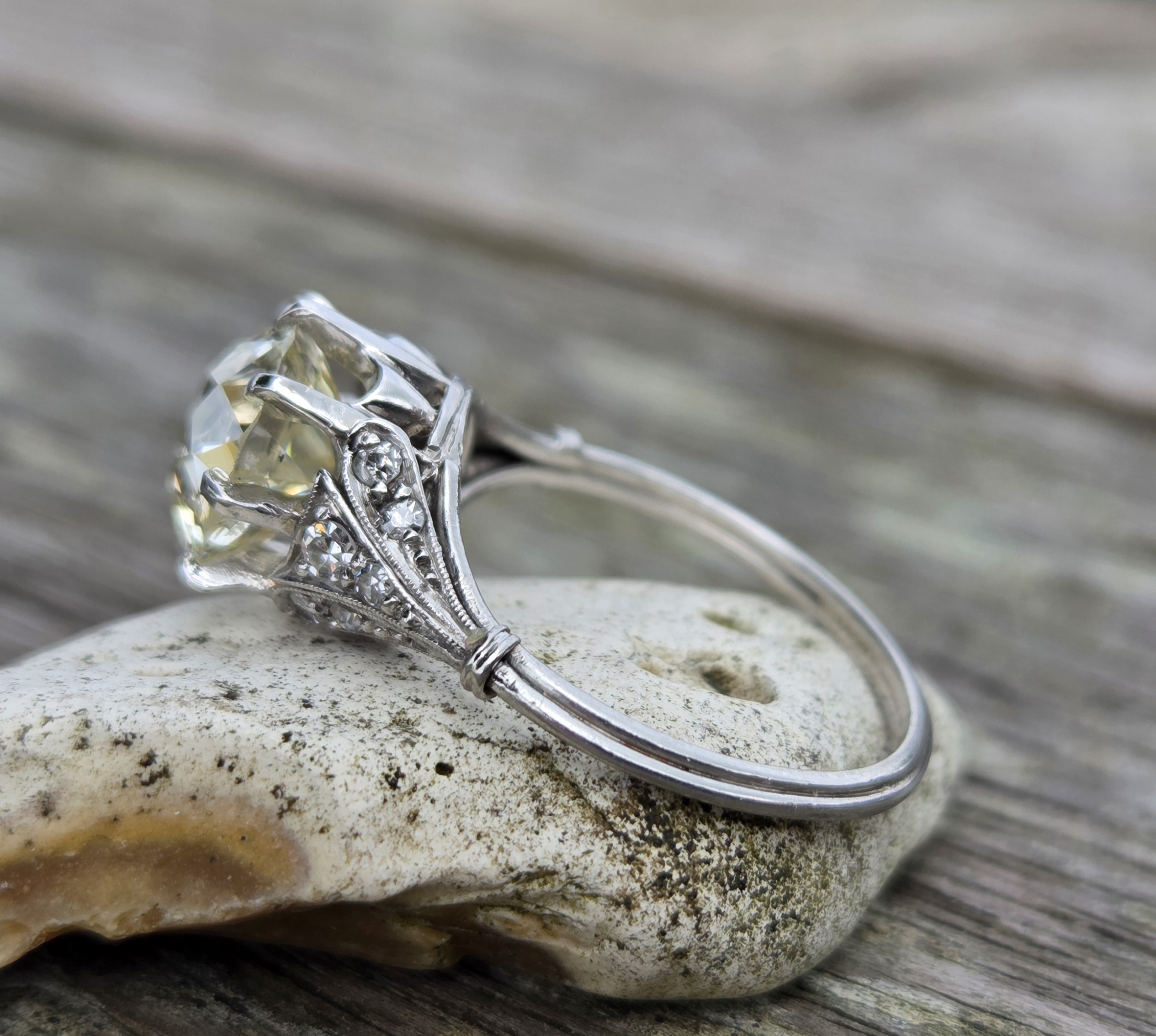 Original 1920s 3ct Old Cut Diamond Solitaire - Image 3